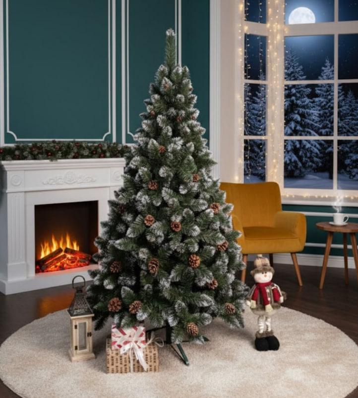 Рождественская елка Лидия белые кончики с шишками 2,0 м (30218713) - фото 4 Рождественская елка Лидия белые кончики с шишками 2,0 м (30218713) - фото 4