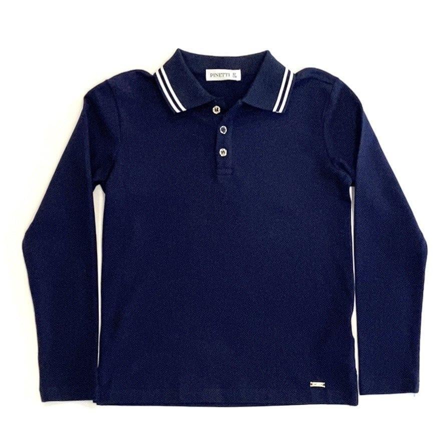 Рубашка-поло с длинным рукавом для мальчика 128 см Темно-синий (05214)