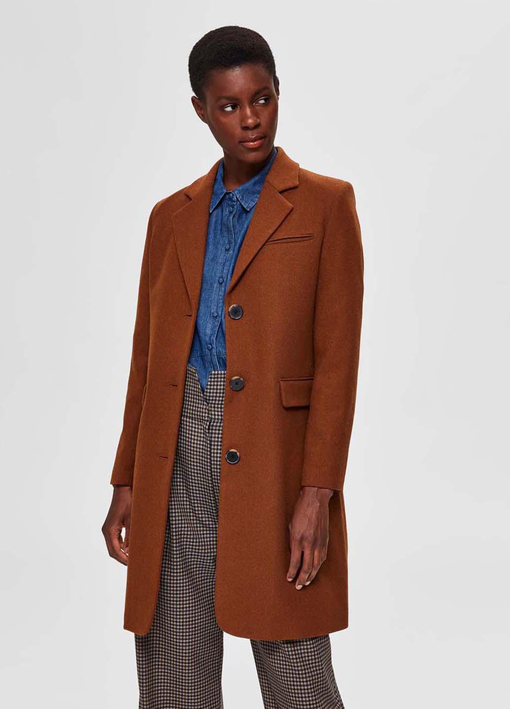 Пальто Selected р. 42 Коричневый (16073851b51)