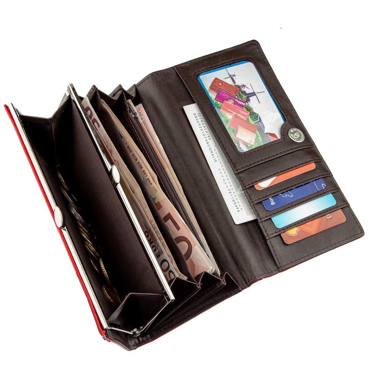 Женский кошелек Kivi-Wallet 19075 кожаный Красный - фото 3 Женский кошелек Kivi-Wallet 19075 кожаный Красный - фото 3