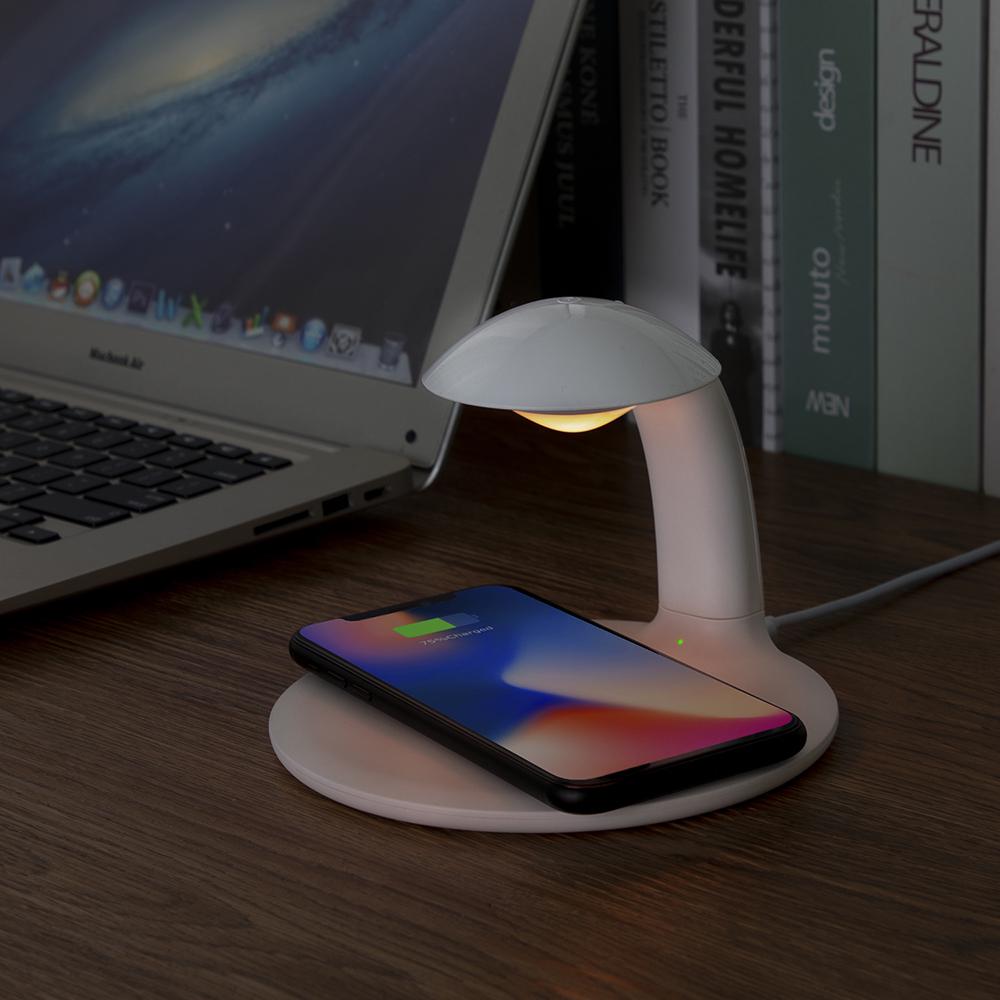 Бездротова зарядка-лампа для телефону ProZone Mini-Light Wireless Charger White - фото 5