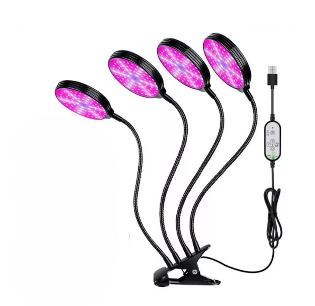 Світлодіодна фітолампа для рослин Suntech на 4 головки повний спектр із таймером і гнучким кронштейном (000162)