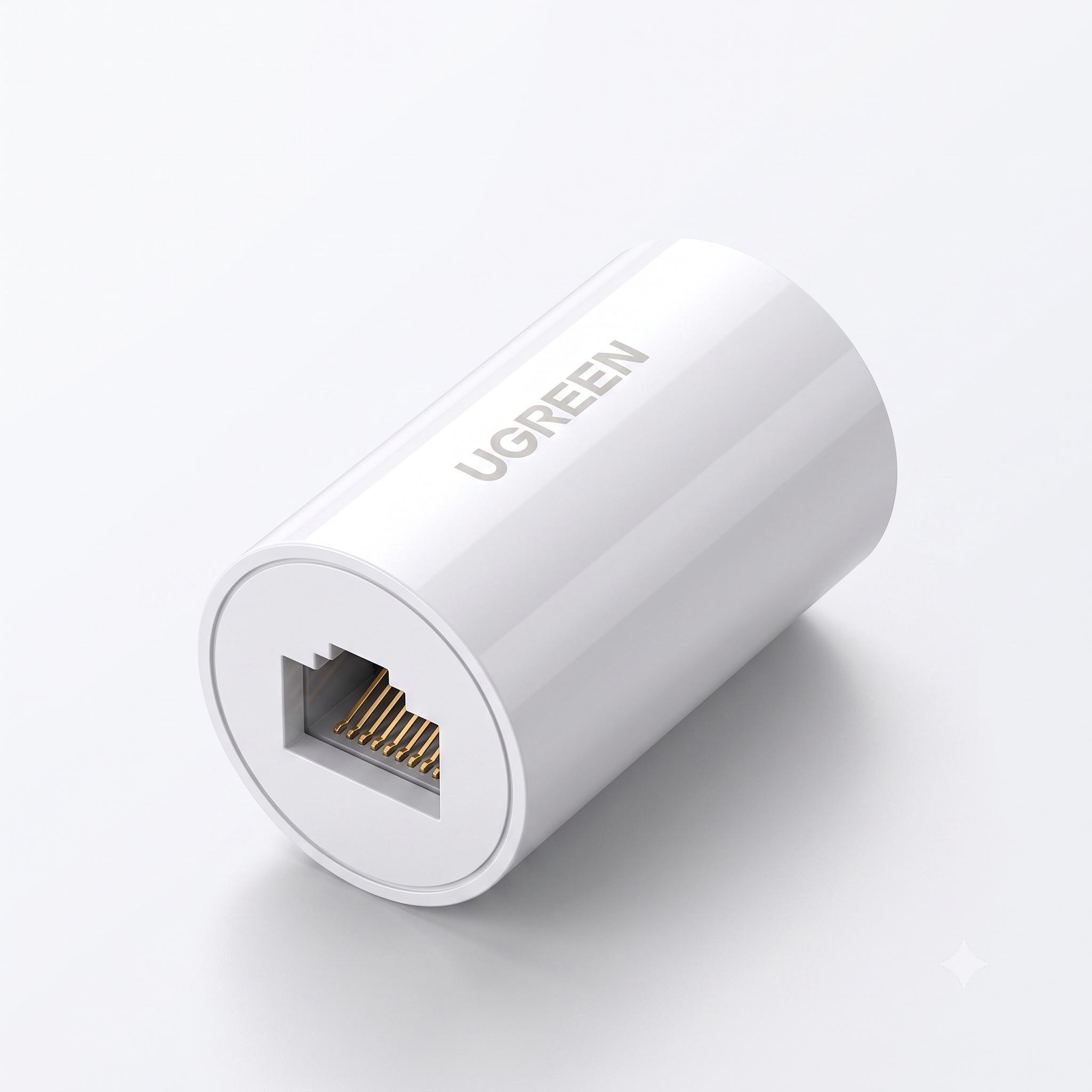 Сетевой соединитель UGREEN NW116 RJ45 до 1 Гбит/с Cat 6 и Cat 5e защита от перенапряжений TVS гнездо на гнездо до 100 м суммарно белый
