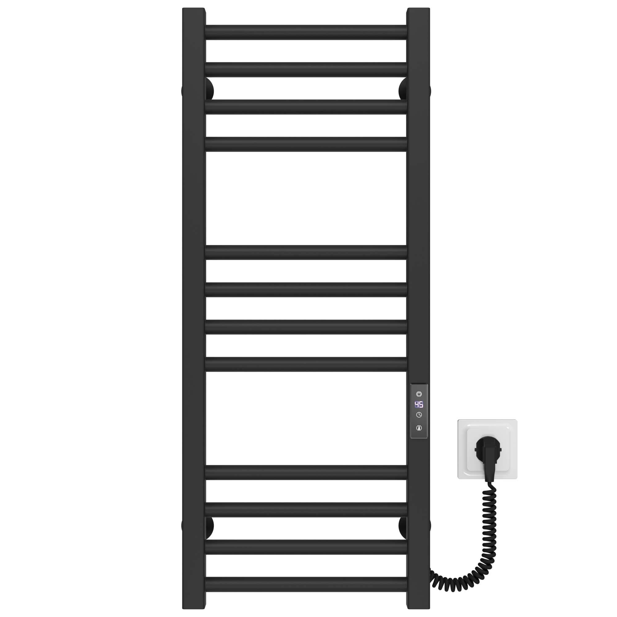 Полотенцесушитель электрический Deffi Lima П12 JD04 правое подключение нержавеющая сталь 400х800 мм Черный (A.LI.80.40.12.EBR2)