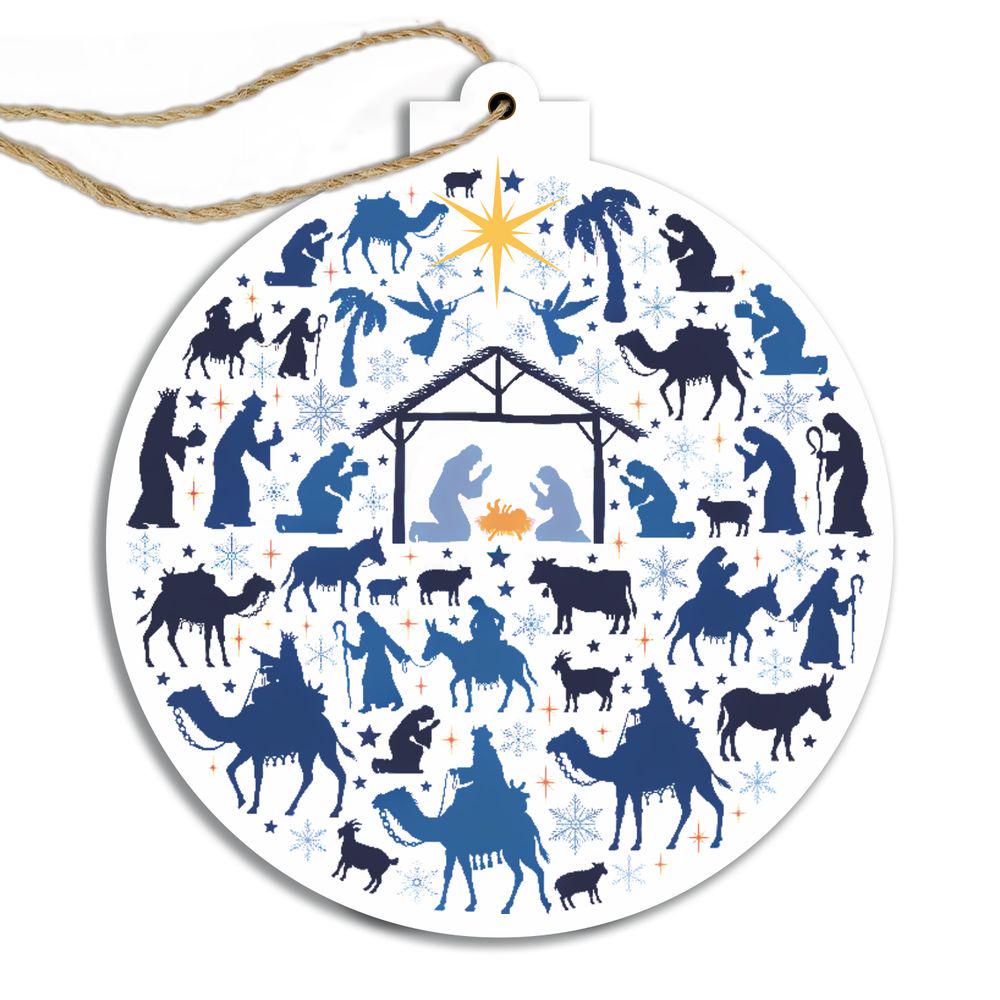 Іграшка ялинкова дерев'яна у формі шара з малюнками 7 см Білий (хрі015бу)