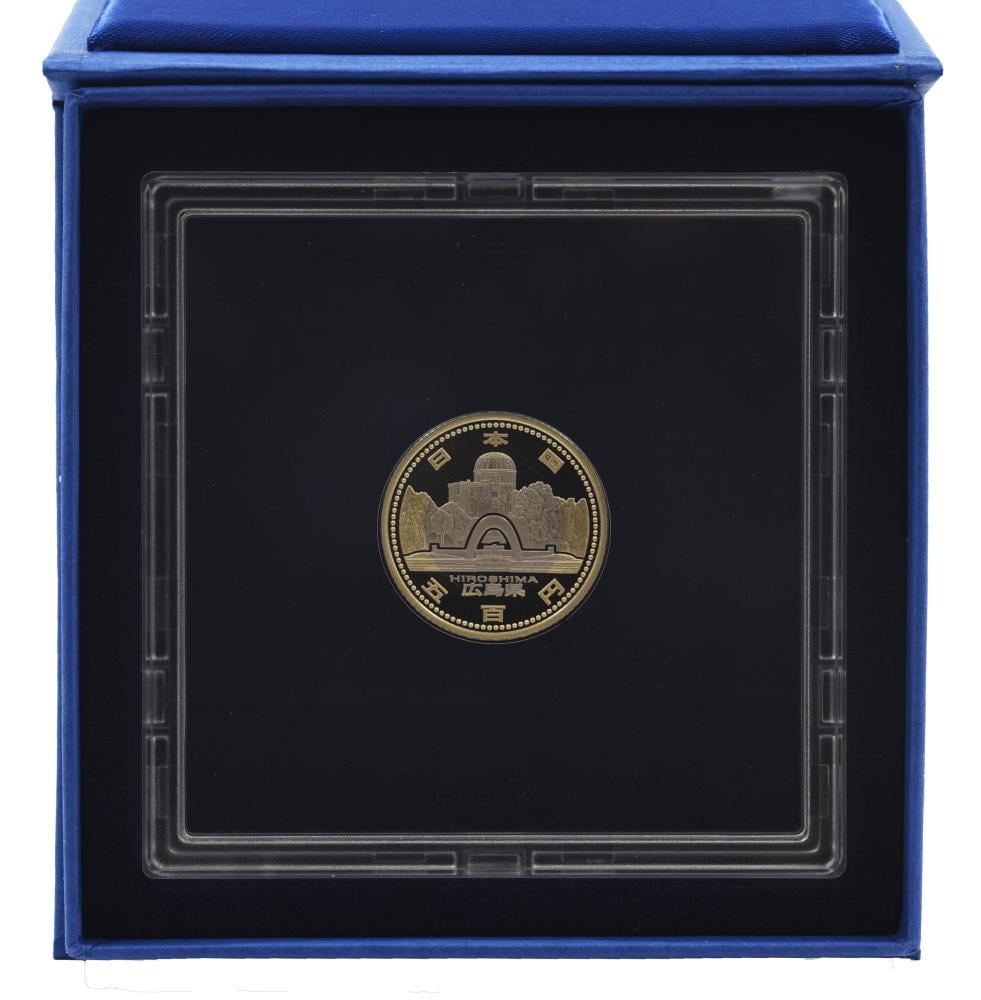Коллекционная монета Япония 500 иен 2013 биметалл Proof Префектуры Хиросима в сувенирной упаковке (М21355)