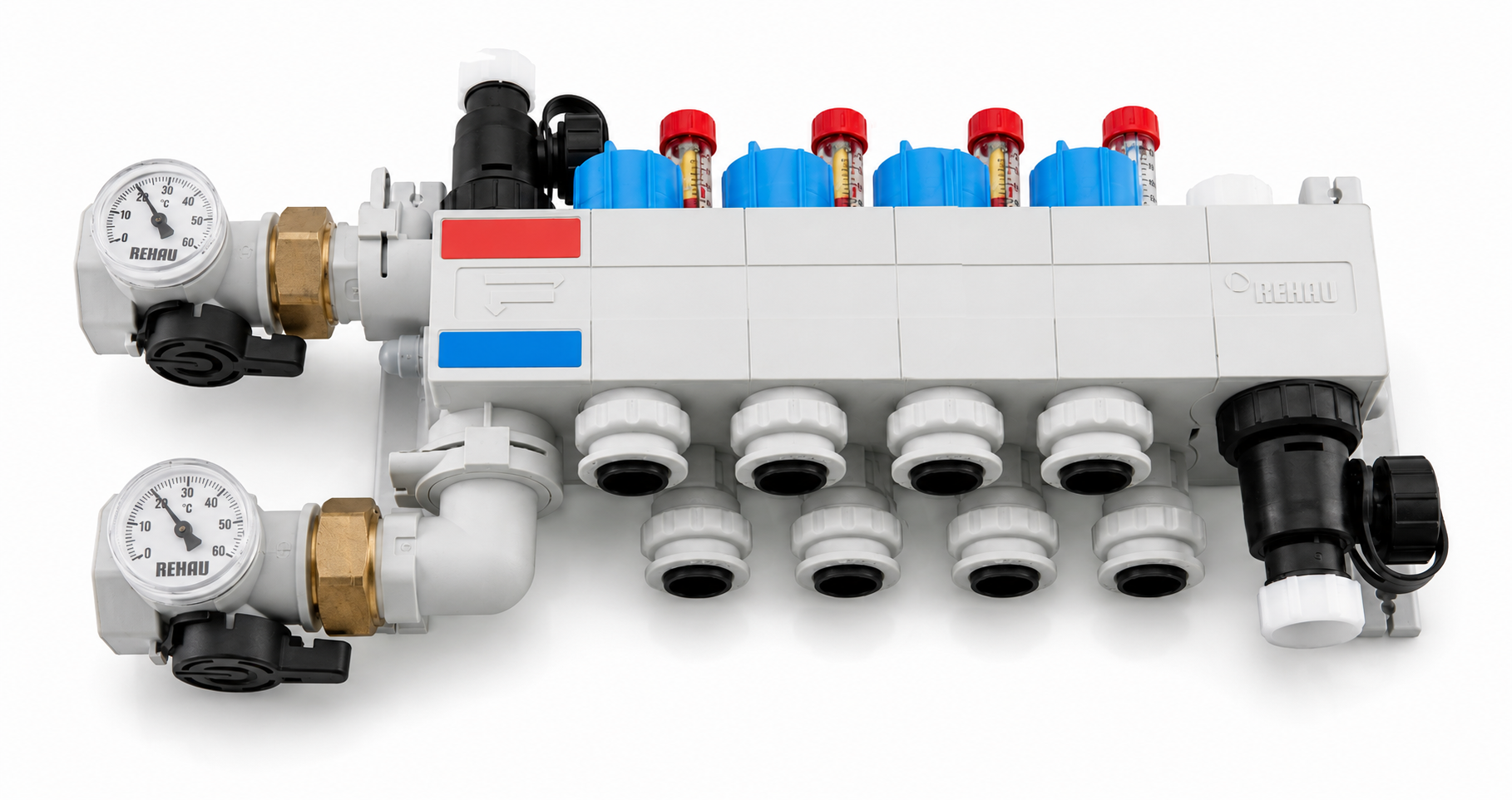Распределительный коллектор REHAU RAUTHERM SPEED HKV-P 04 с коннекторами для трубы 17х2 мм (470920001) Распределительный коллектор REHAU RAUTHERM SPEED HKV-P 04 с коннекторами для трубы 17х2 мм (470920001)