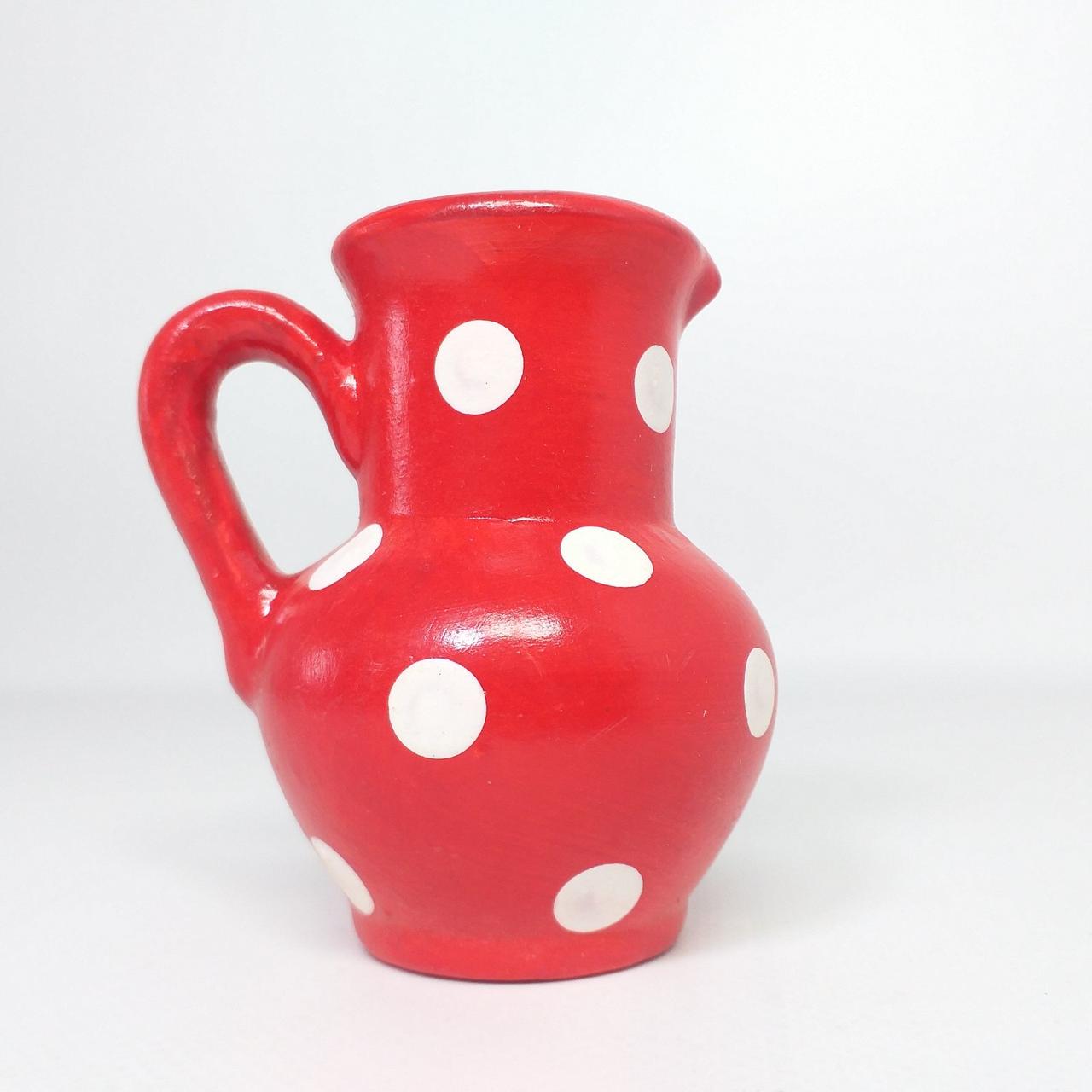 Молочник керамический в белый горошек 90 мл Красный (KG-12869)