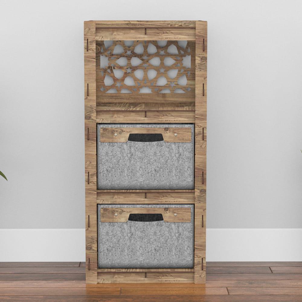 Комод в спальню из дерева Hexagonica Arabic на 2 ящика серые корзины 900х413х345 мм (111235) - фото 3 Комод в спальню из дерева Hexagonica Arabic на 2 ящика серые корзины 900х413х345 мм (111235) - фото 3