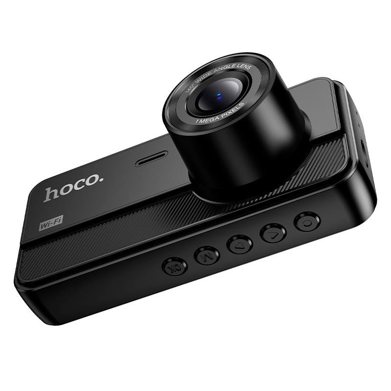 Відеореєстратор для авто Hoco DV15 Wi-Fi 720p/30FPS огляд 140° передня/салонна/задня камера Black (635261) - фото 3