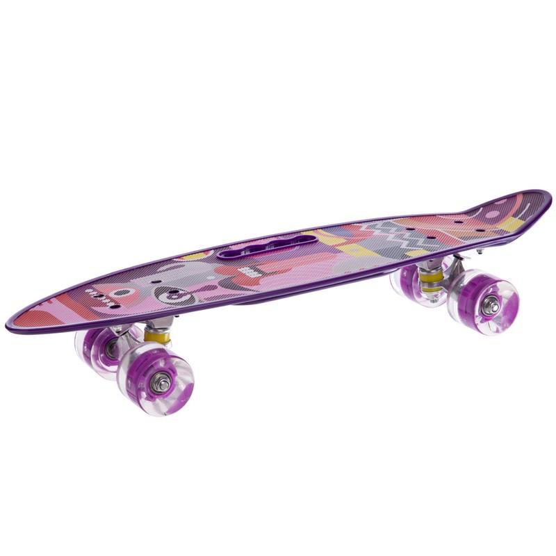 Пенниборд Penny Board HB-28 с ручкой 60х17 см Фиолетовый