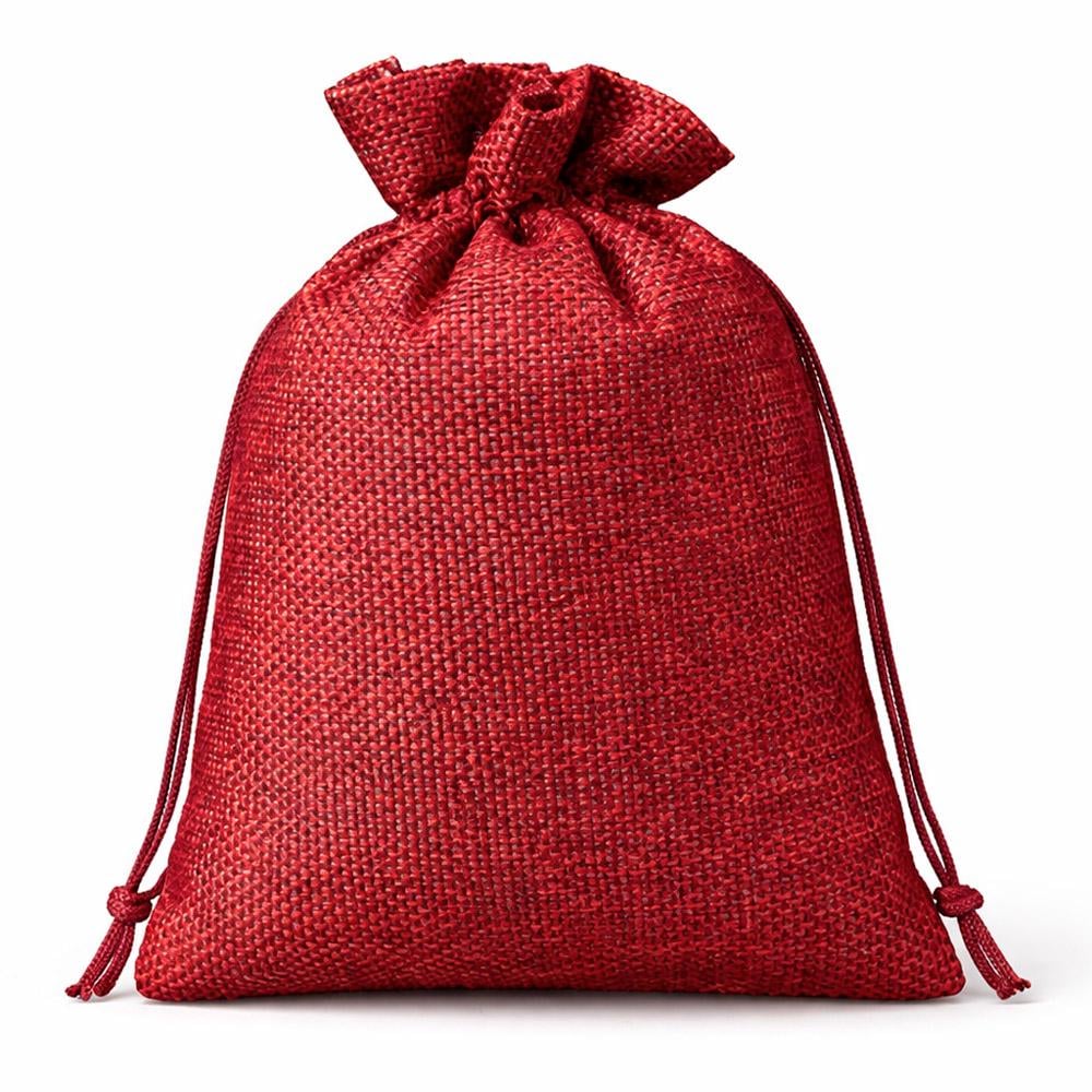 Подарочные мешочки LOSSO из мешковины 10х14 см 5 шт. красные (575846464)