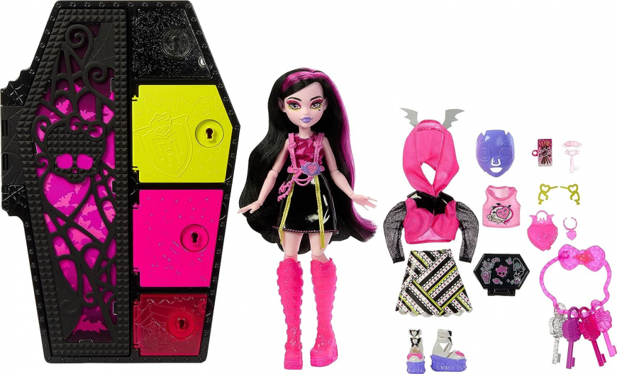 Кукла Monster High Skulltimate Secrets Neon Frights Doll Draculaura with Dress Up Locker (2450900559)