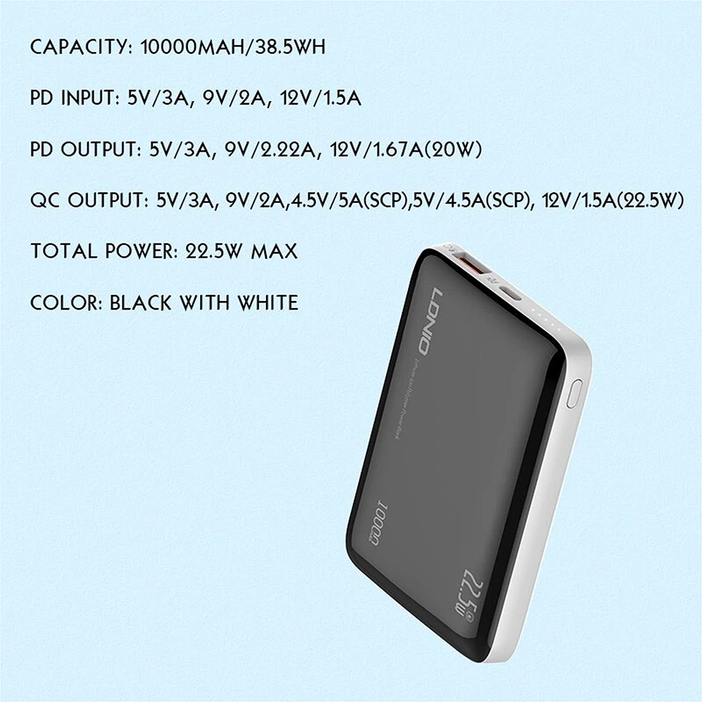 Повербанк LDNIO PQ25 PD/QC 10000 mAh 22,5W (23132845) - фото 4