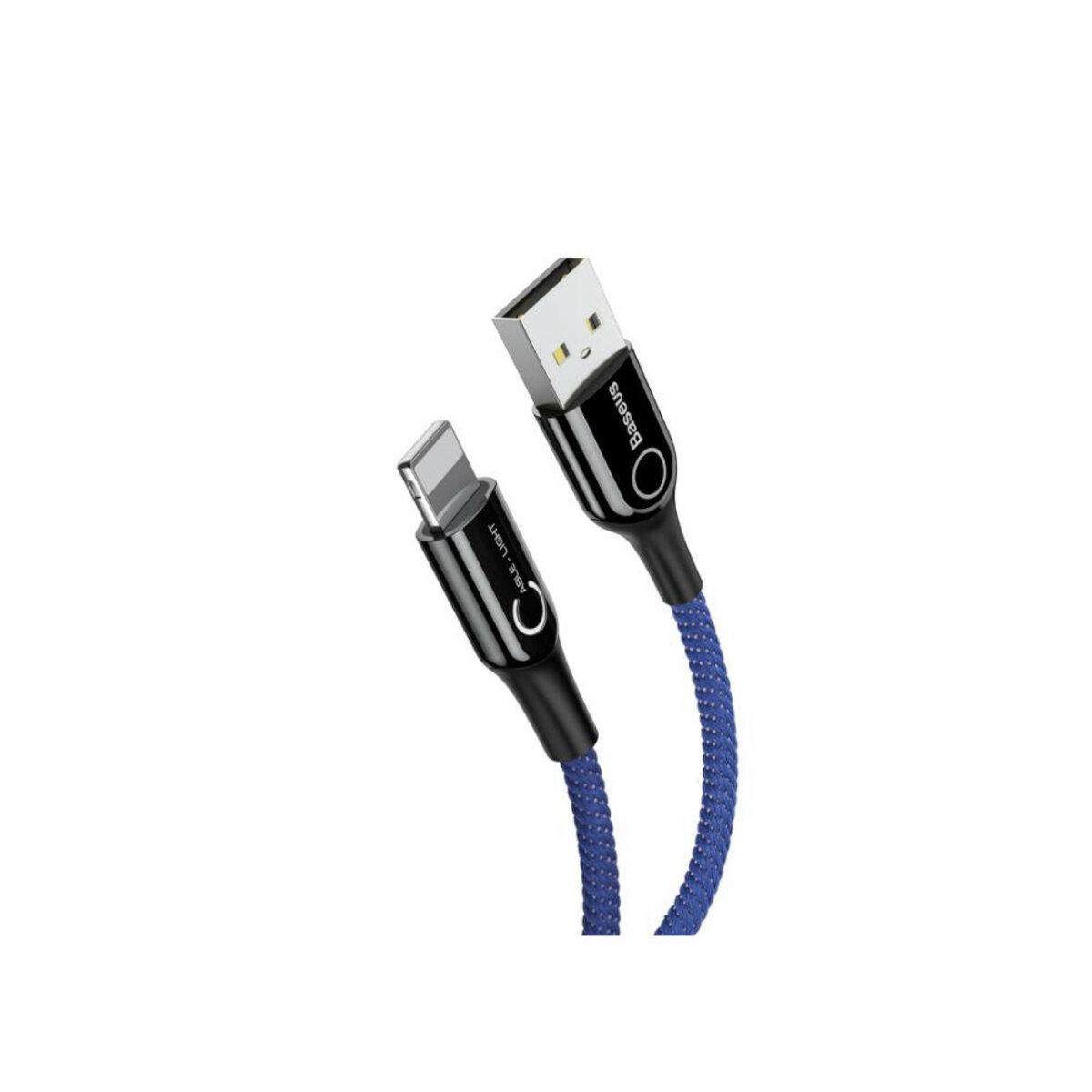 Кабель Baseus C-shaped Light Intelligent power-off Cable 2,4A 1 м Blue - фото 1