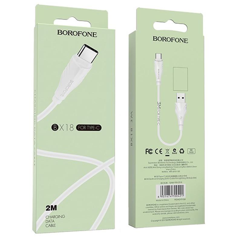 Дата кабель Borofone BX18 Optimal USB to Type-C 2 м White - фото 6 Дата кабель Borofone BX18 Optimal USB to Type-C 2 м White - фото 6