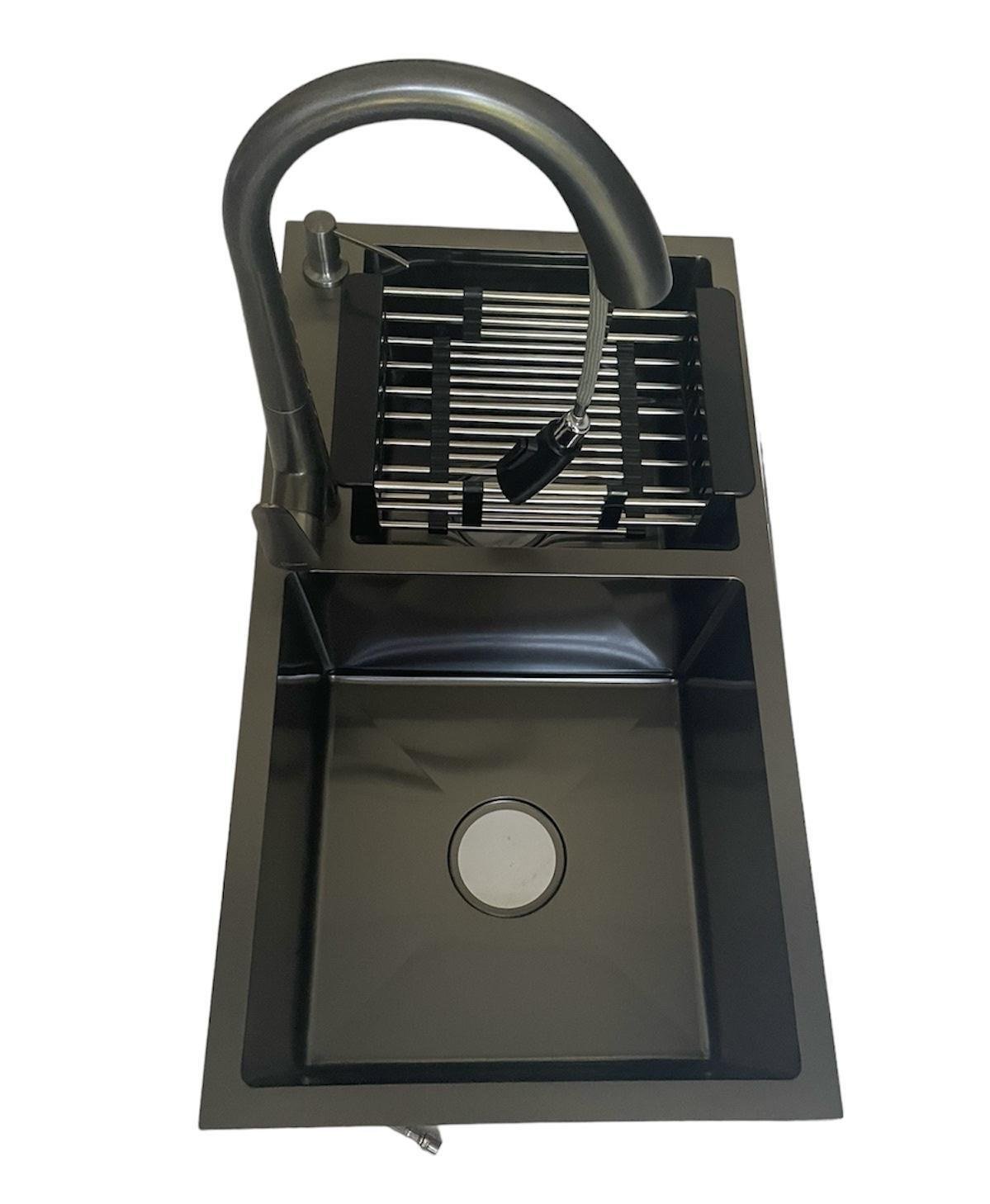 Мойка для кухни Kroner KRP Schwarze 7843ZHM PVD 30/10 мм и смеситель Luminex из латуни (7843..)