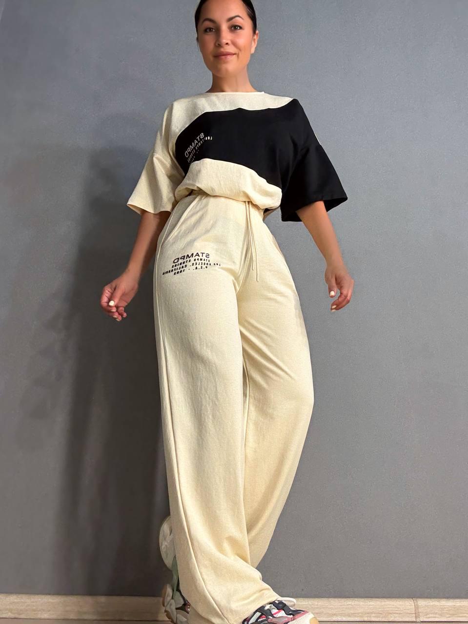 Костюм женский CAPPITONE 3162 футболка и брюки M Бежевый (2181)