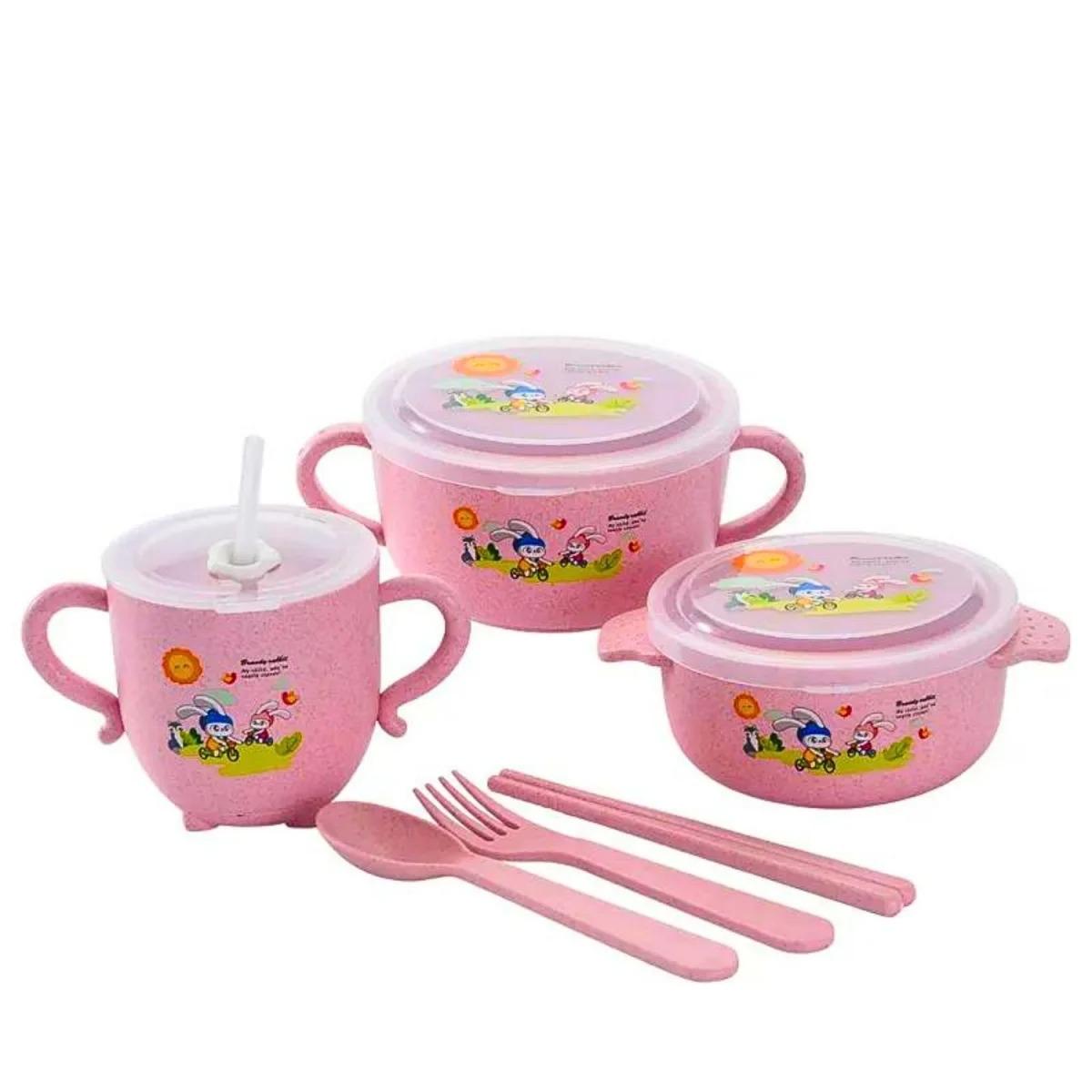 Эко посуда Jooki детская с пшеничной шелухой 8 пр. Розовый (sku2094)