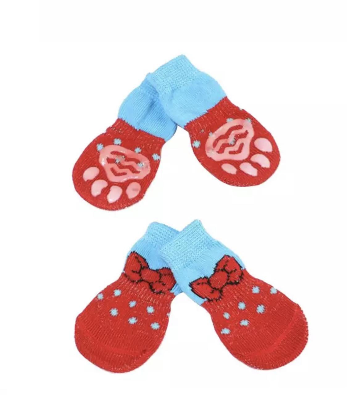 Носки для собак с антискольжением хлопок S Red/Blue