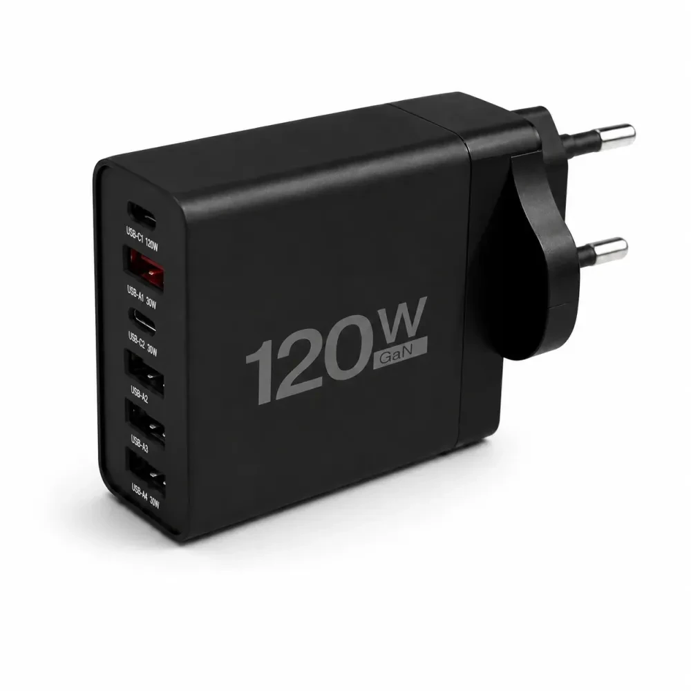 Зарядное устройство сетевое GaN Fast Charge 26X187 120 Вт многопортовое на 6 портов Черный (38065111)