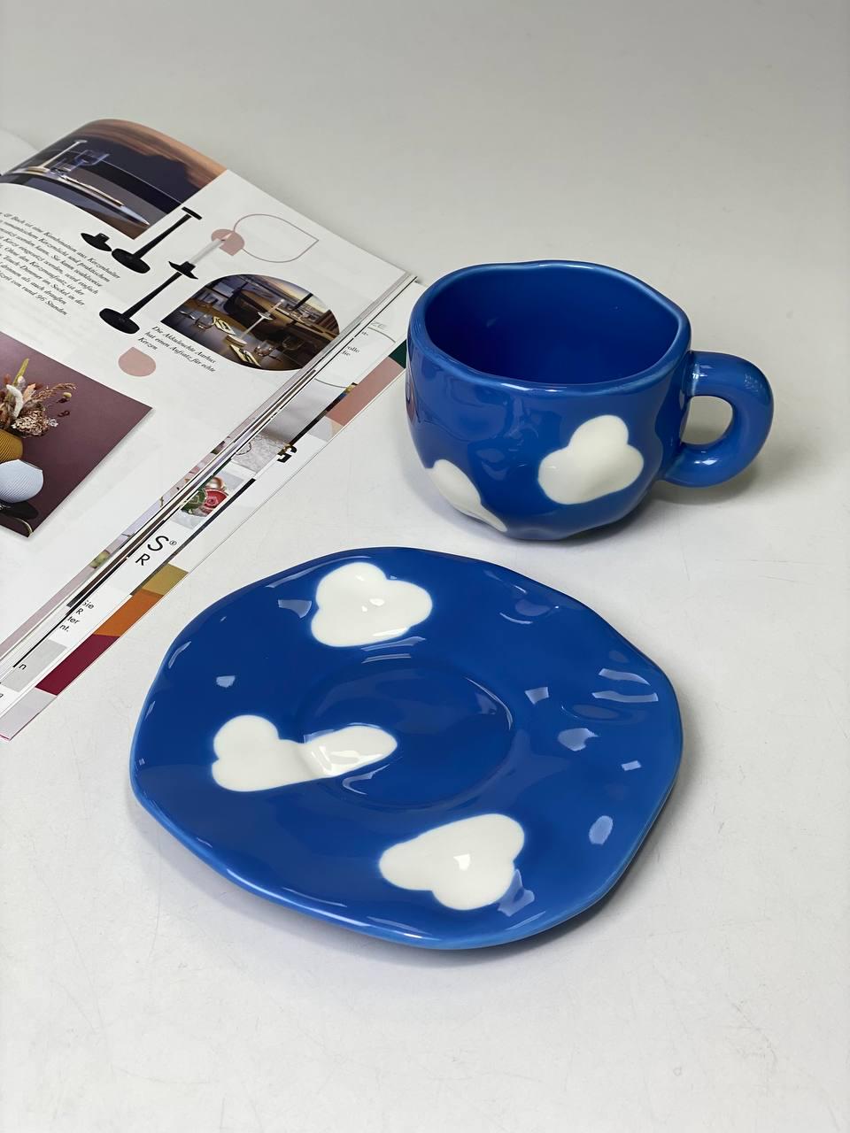 Керамическая чашка с блюдцем 290 мл Белое облако (902) - фото 2 Керамическая чашка с блюдцем 290 мл Белое облако (902) - фото 2