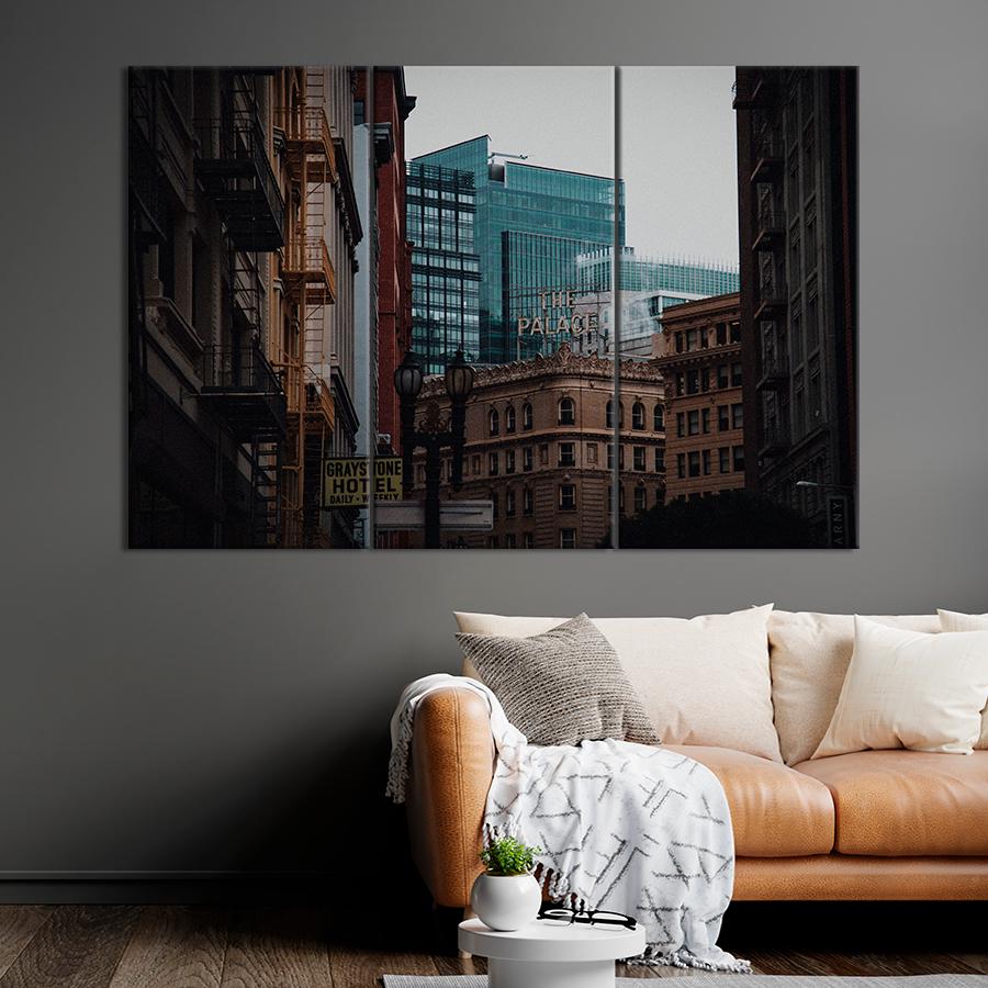 Картина город Старые и современные офисные здания 78x48 см (A590-3)