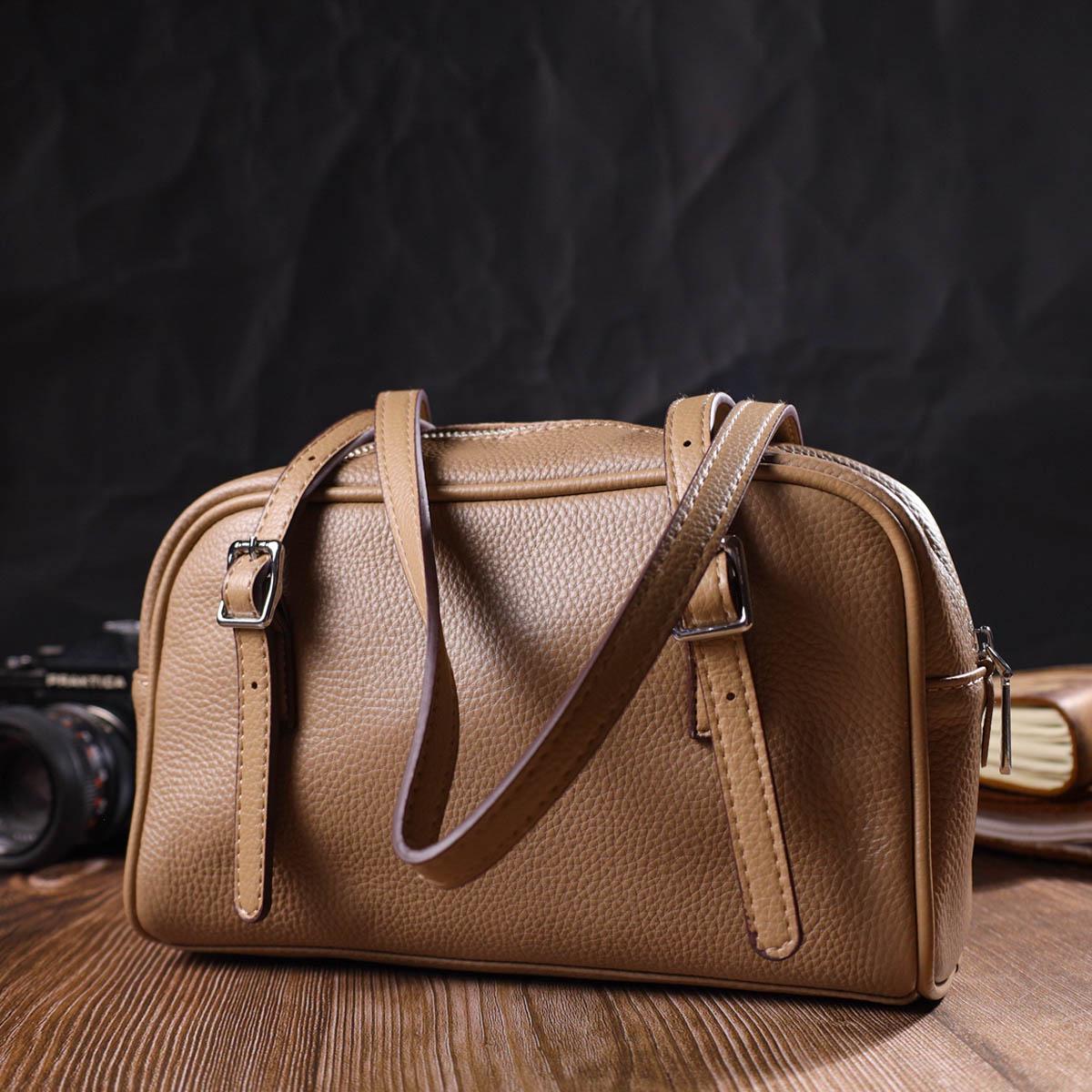 Сумка-клатч Vintage Bag 22077 со съемными ручками из натуральной кожи Бежевый - фото 8