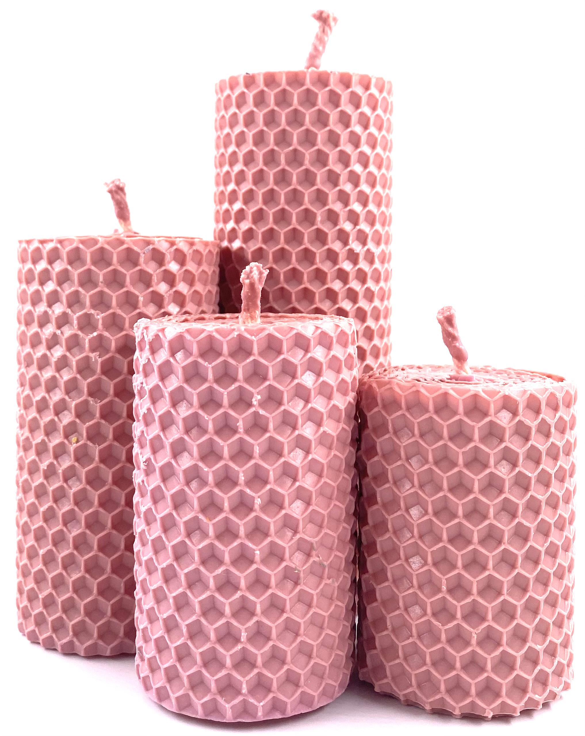 Набор 4-х декоративных свечей из натуральной вощины Пастельно-розовый (1785)