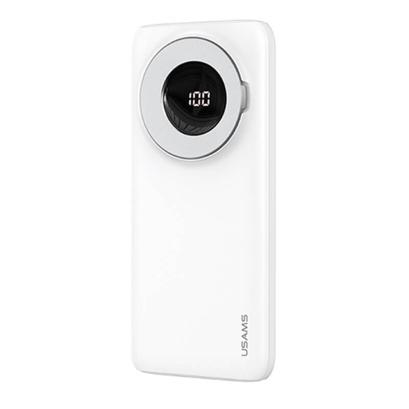 Павербанк с беспроводной зарядкой USAMS Magnetic LED Display 10000mAh US-CD171 PB62 1USB/1Type-C 20W/5A PD/QC White (538094)