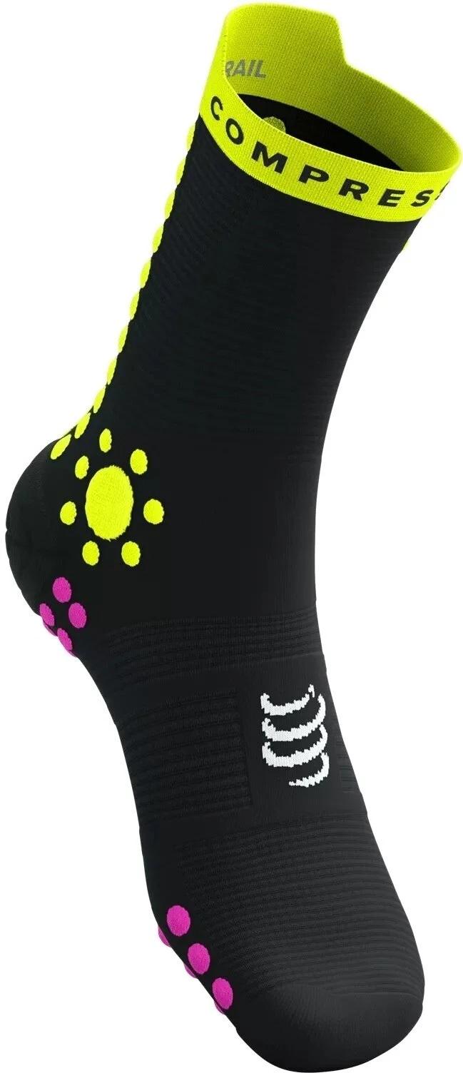 Носки Compressport Pro Racing Socks V4.0 Trail T2 Black/Safe Yellow/Neo Pink (fa26f487) - фото 2