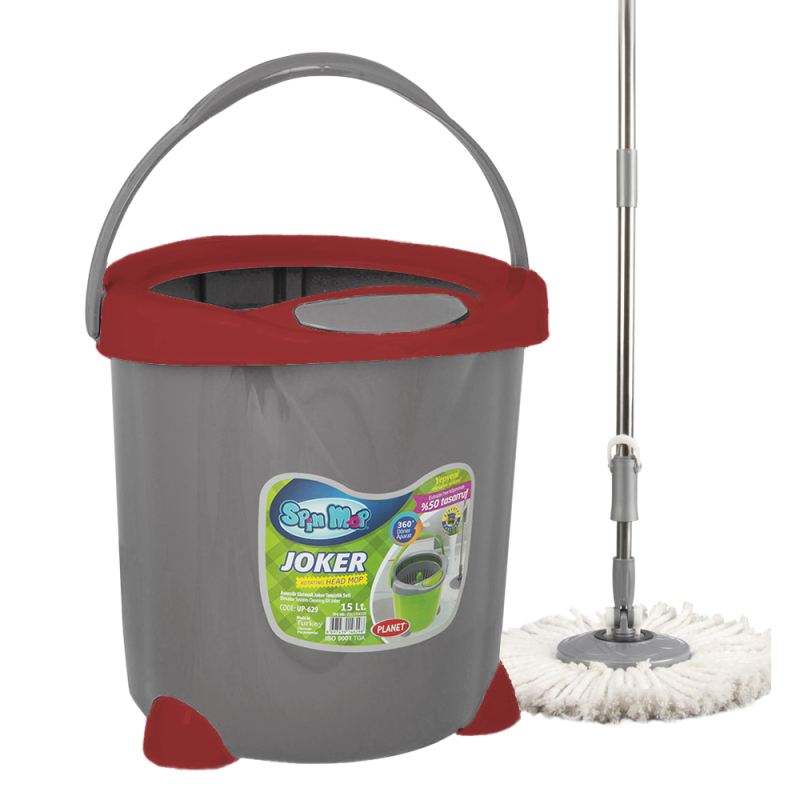 Набор для уборки Planet Spin Mop Joker 15 л Серый с красным (KMDR-6845) Набор для уборки Planet Spin Mop Joker 15 л Серый с красным (KMDR-6845)