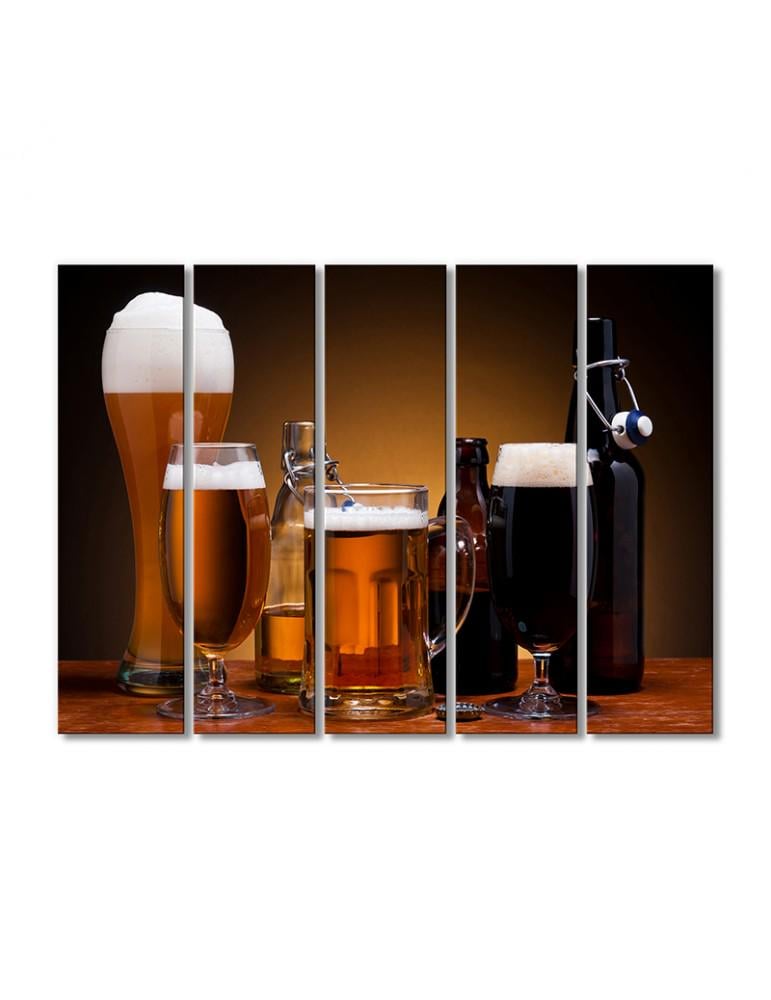Картина модульная Пиво пенное 5 модулей 80x120 см