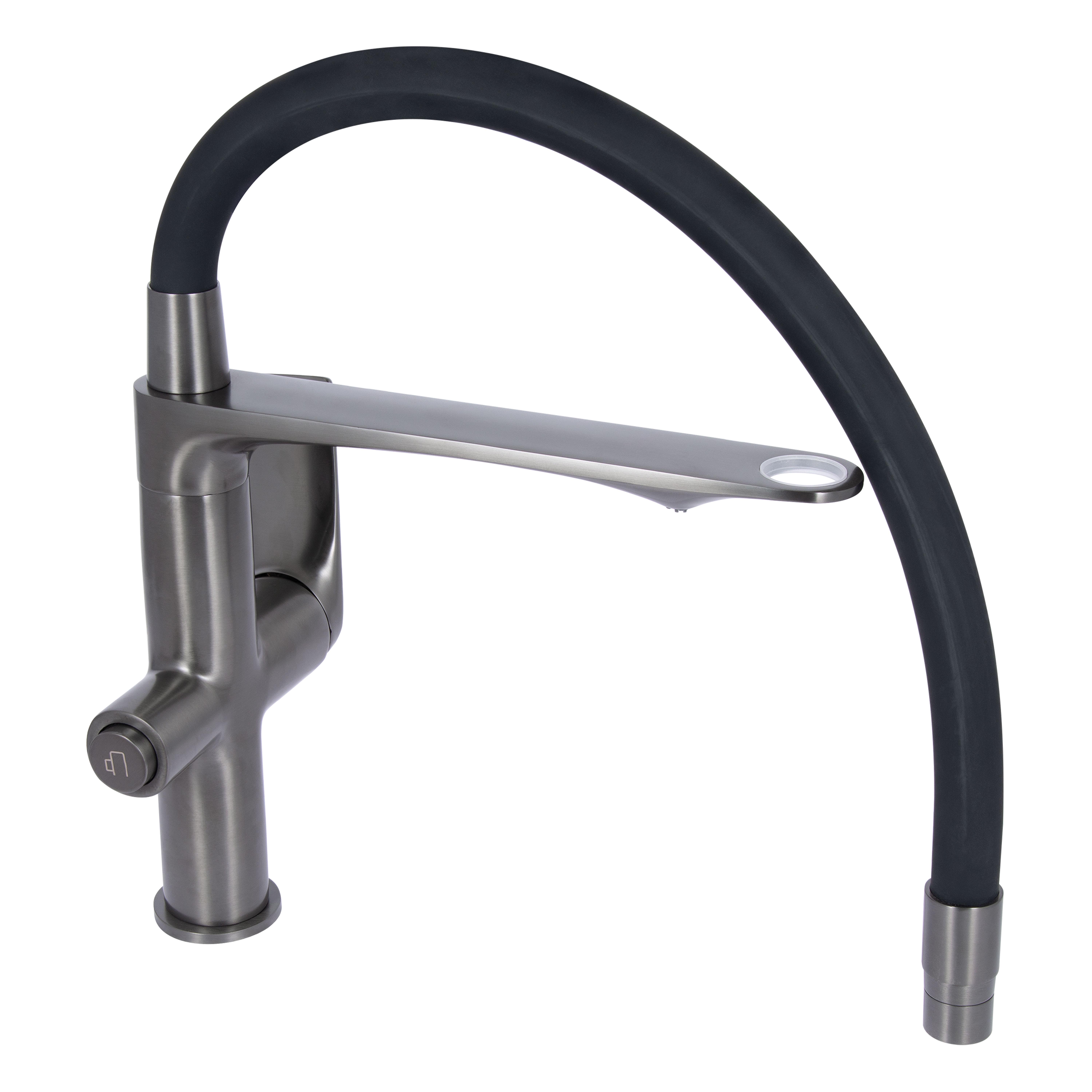 Смеситель для кухни Qtap Vlasta с гибким изливом с подключением для питьевой воды Gunmetal Black PVD (QTVLA364GMB45649)