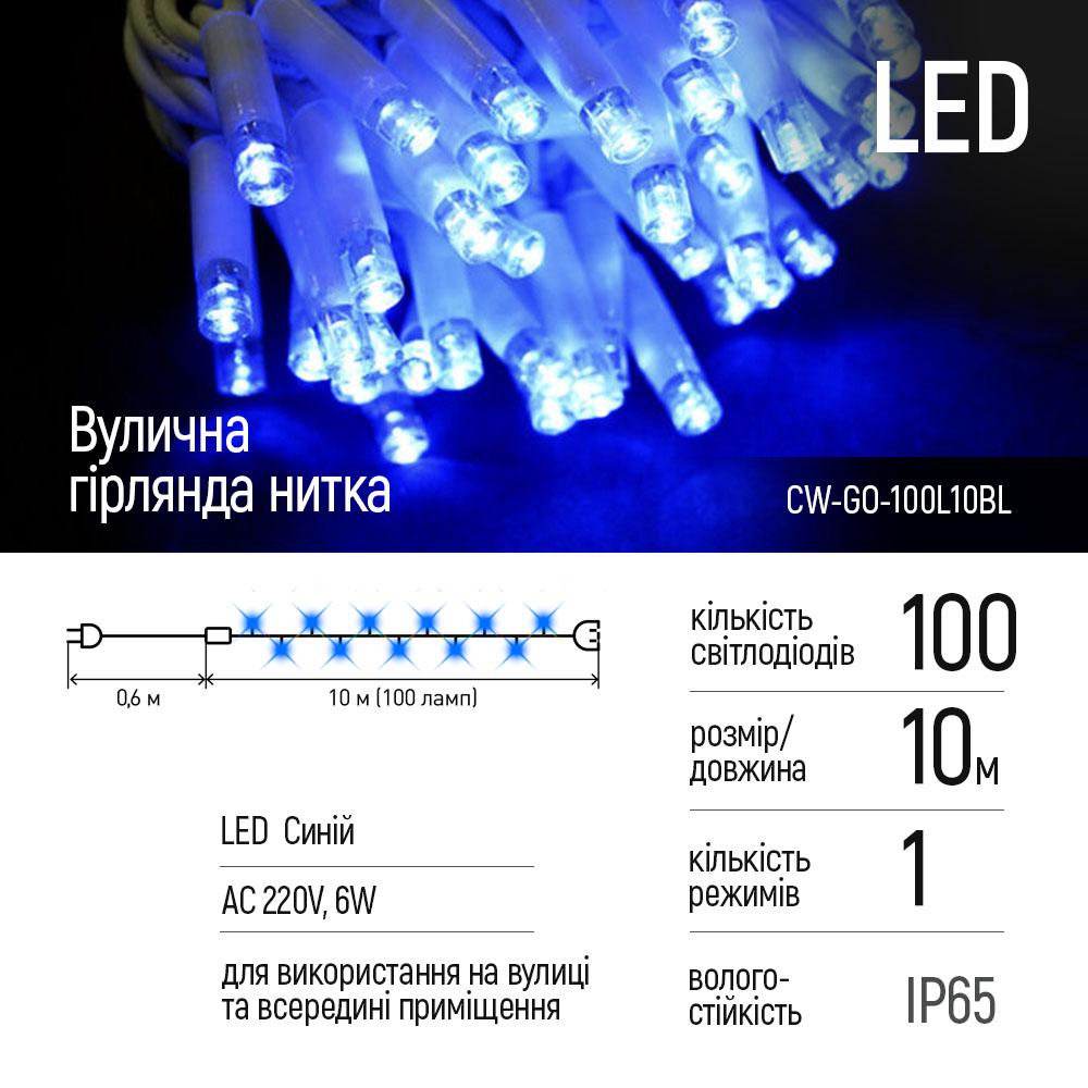 Гирлянда светодиодная уличная СolorWay 100 LED IP65 10 м Голубой свет (CW-GO-100L10BL) - фото 2