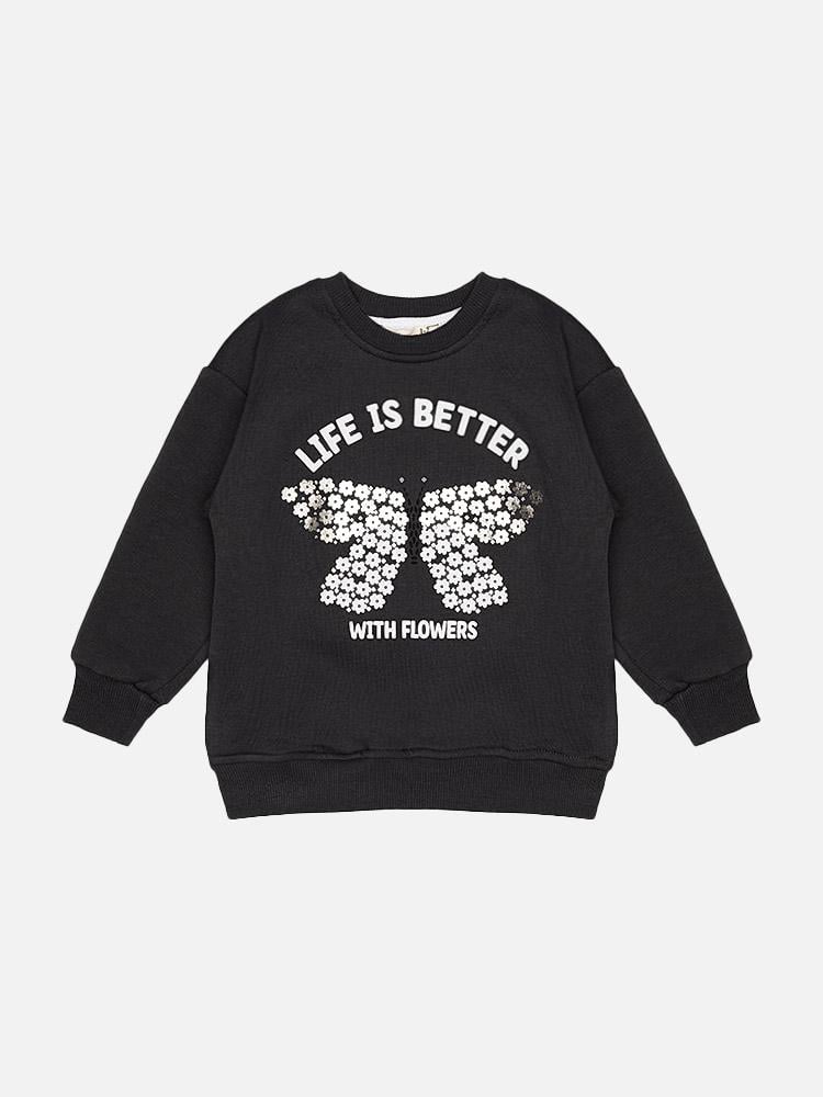 Свитшот для девочки ЦБ-00228349 98 см Темно-серый (28576048)