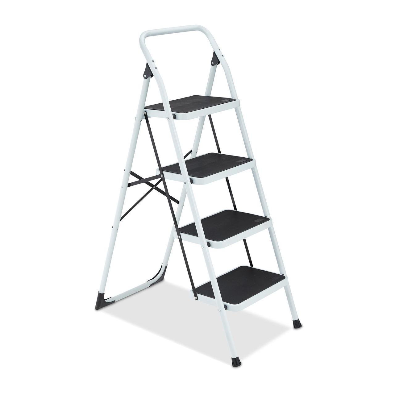 Стремянка раскладная Relaxdays на 4 ступени Белый/Черный