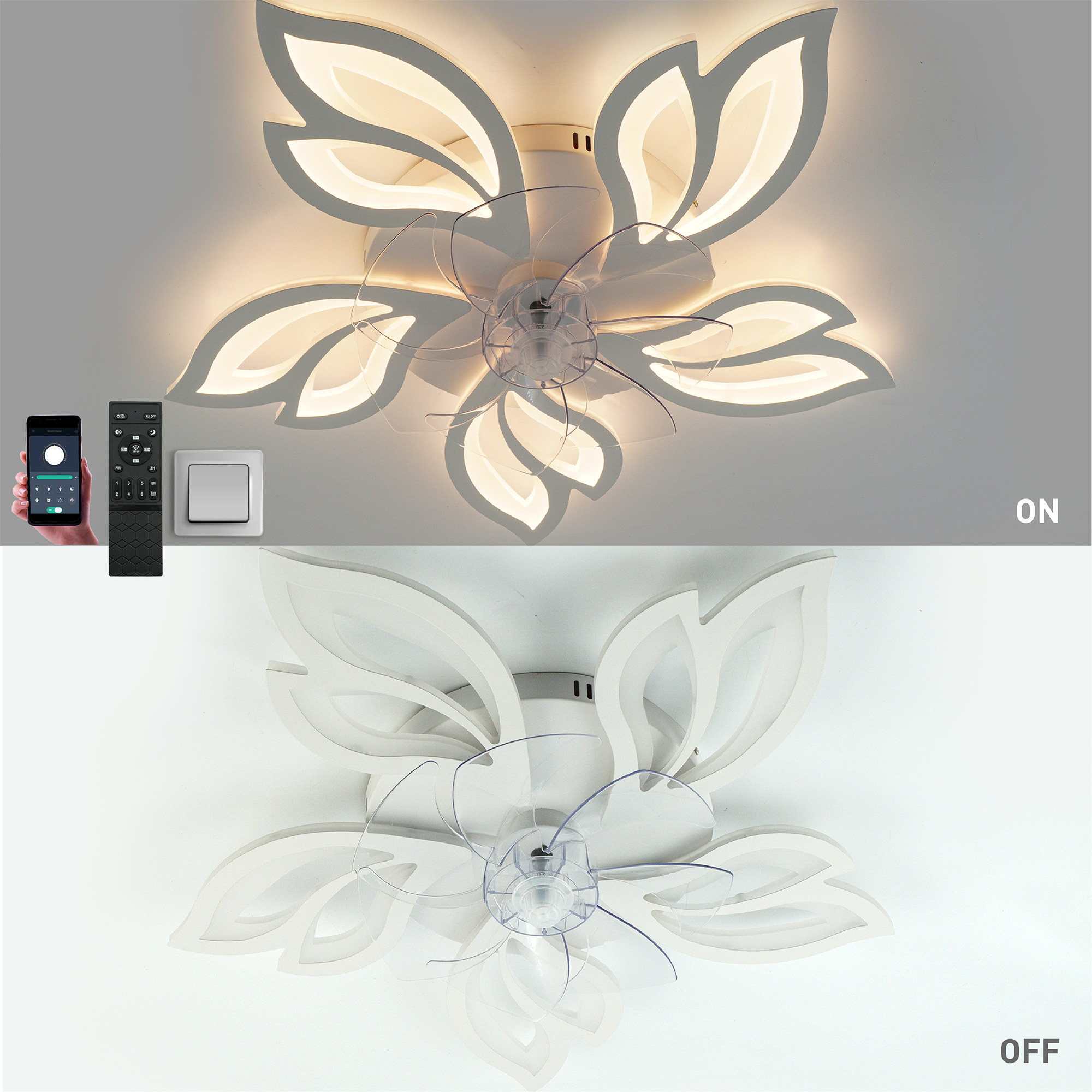 Люстра с вентилятором ESLLSE FAN ASTRA 5F-APP-680х120-WHITE/CLEAR-220-IP20 с пультом 85 и 18W (10419) - фото 9 Люстра с вентилятором ESLLSE FAN ASTRA 5F-APP-680х120-WHITE/CLEAR-220-IP20 с пультом 85 и 18W (10419) - фото 9