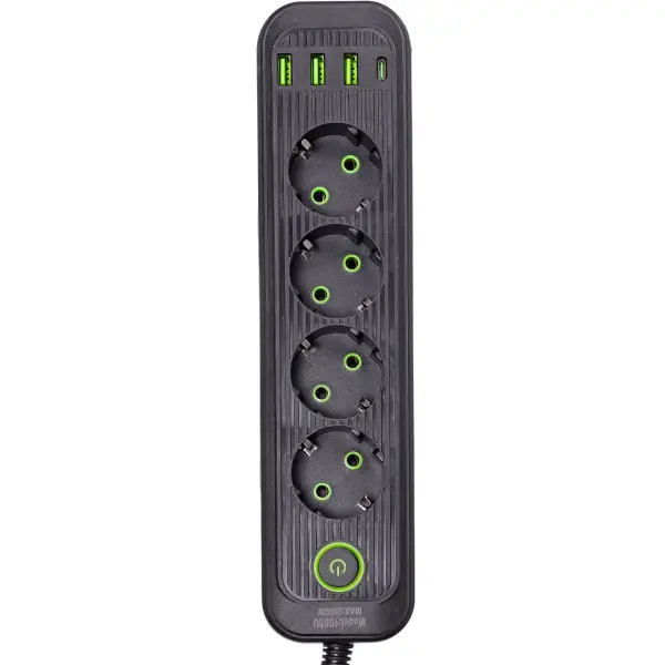 Фильтр-удлинитель сетевой EURO 4 розетки 3 USB и с быстрой зарядкой 2,8 м Черный (147-107- HP-5-13MF) - фото 7 Фильтр-удлинитель сетевой EURO 4 розетки 3 USB и с быстрой зарядкой 2,8 м Черный (147-107- HP-5-13MF) - фото 7