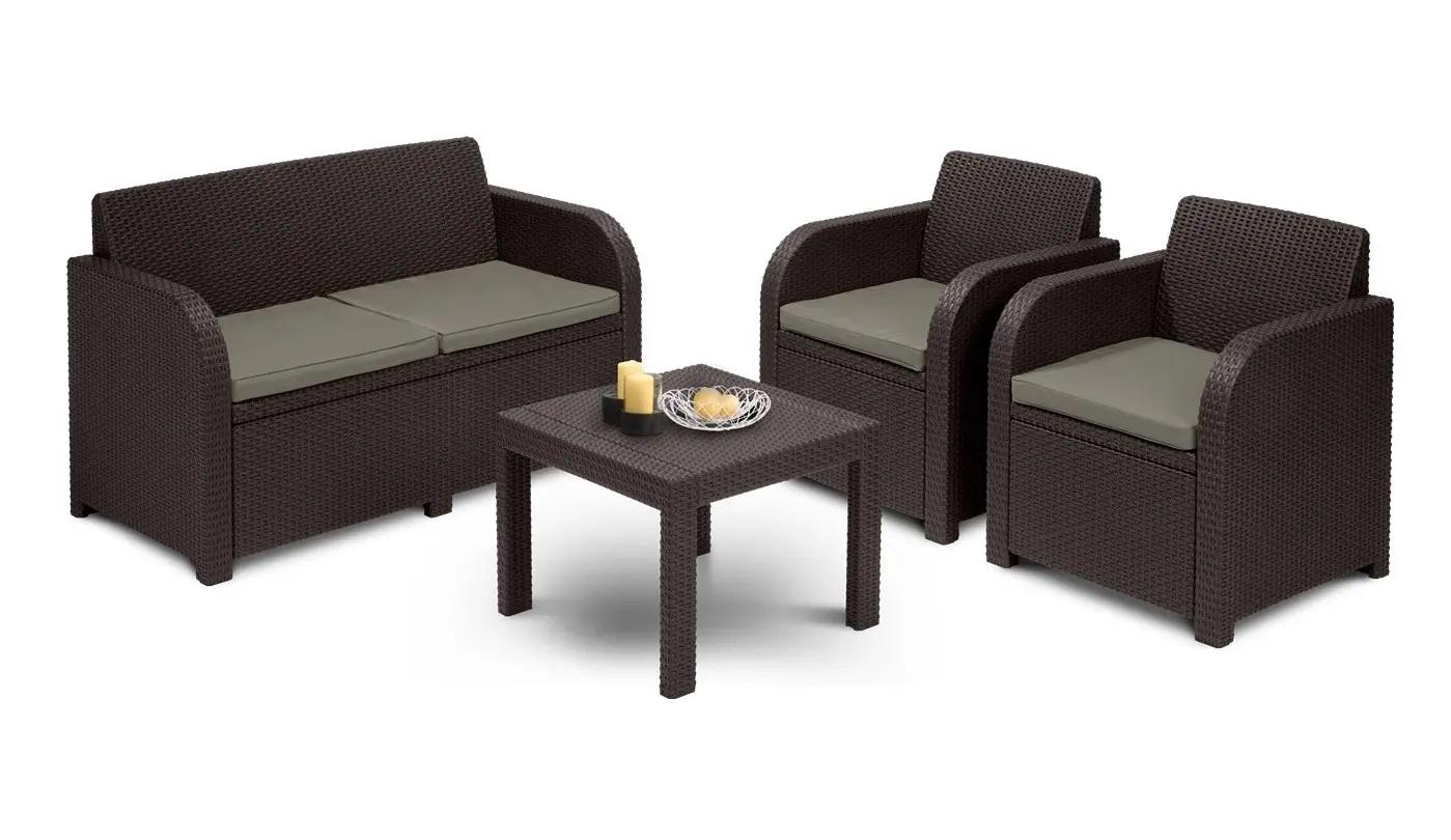 Комплект садових меблів Keter Allibert Georgia 2 крісла/диван/стіл пластик Коричневий (17199879)