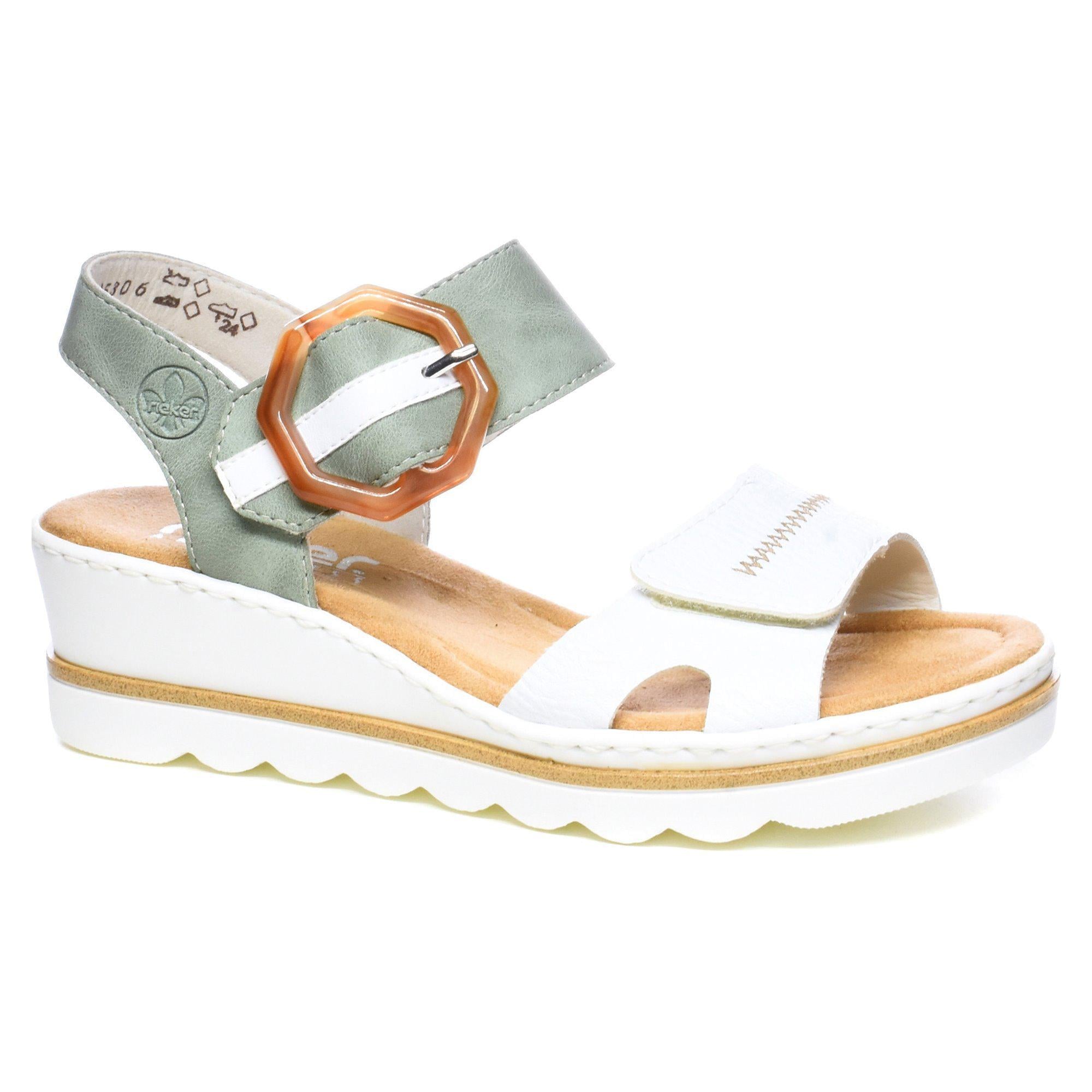 Босоножки женские летние RIEKER р. 36 Бело-зеленый (060047-36)