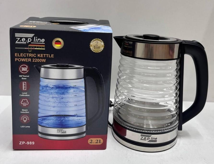 Электрочайник стеклянный Zepline ZP-989 2,2 л 2200 Вт (23704452) - фото 3