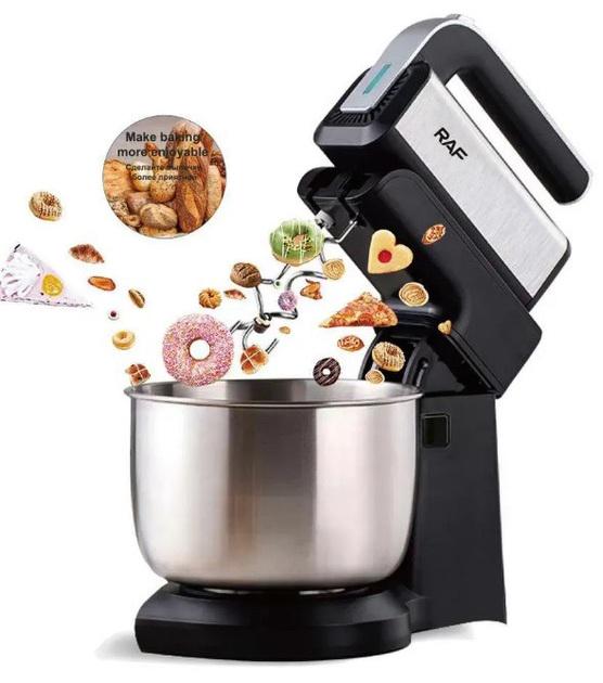 Миксер стационарный RAF R.6652 5 скоростей/стальная чаша 3,5 л 1000 Вт Черный (28412413) - фото 3 Миксер стационарный RAF R.6652 5 скоростей/стальная чаша 3,5 л 1000 Вт Черный (28412413) - фото 3