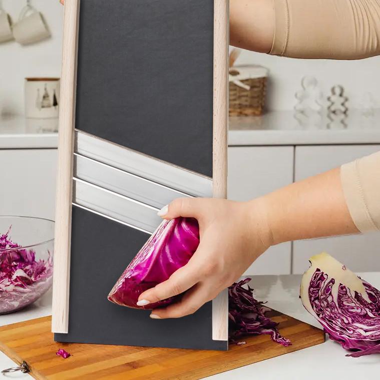 Ручная шинковка Wood&Steel 38,5x17 см для нарезки овощей с тремя лезвиями (1794781846) - фото 4 Ручная шинковка Wood&Steel 38,5x17 см для нарезки овощей с тремя лезвиями (1794781846) - фото 4