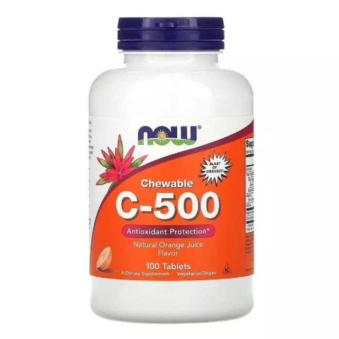 Витамин С Now Foods Chewable C-500 вкус апельсинового сока 100 жевательных таблеток (NF0630)