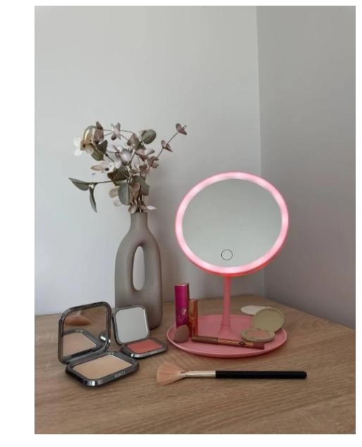 Косметическое зеркало настольное круглое для макияжа с LED-подсветкой Розовый (29452152) Косметическое зеркало настольное круглое для макияжа с LED-подсветкой Розовый (29452152)