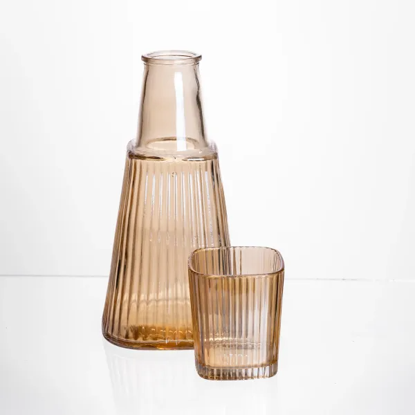 Графин со стаканом-крышкой рифленый 1/0,2 л Карамель - фото 3 Графин со стаканом-крышкой рифленый 1/0,2 л Карамель - фото 3