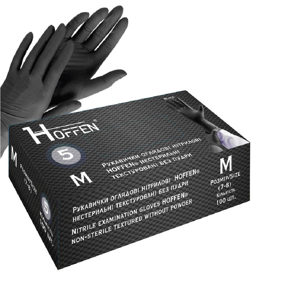 Перчатки нитриловые Hoffen HFN-13501M 100 шт. M Черный (27556453)