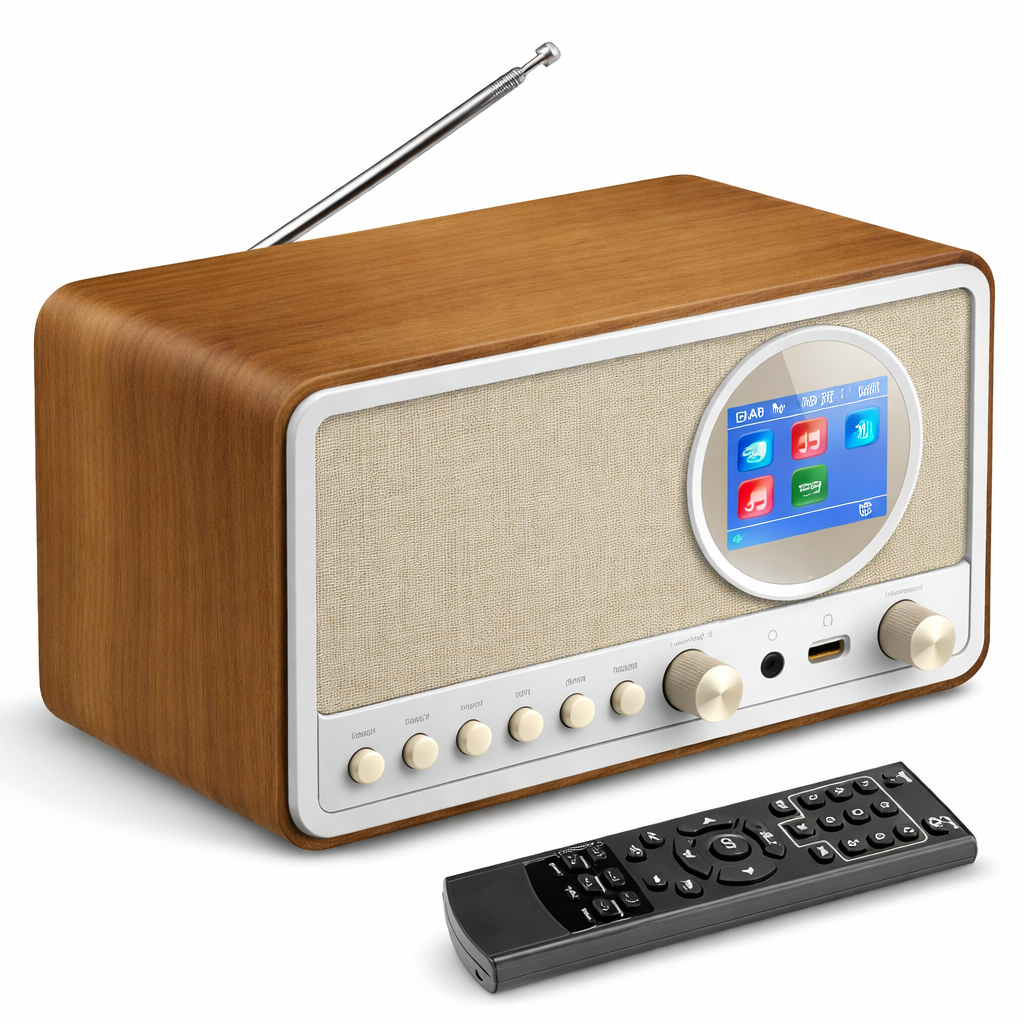 Радиоприемник ретро DAB+/FM цифровой с пультом дистанционного управления/Bluetooth HiFi динамик 5 Вт разъем для наушников/USB/AUX (2919691659)