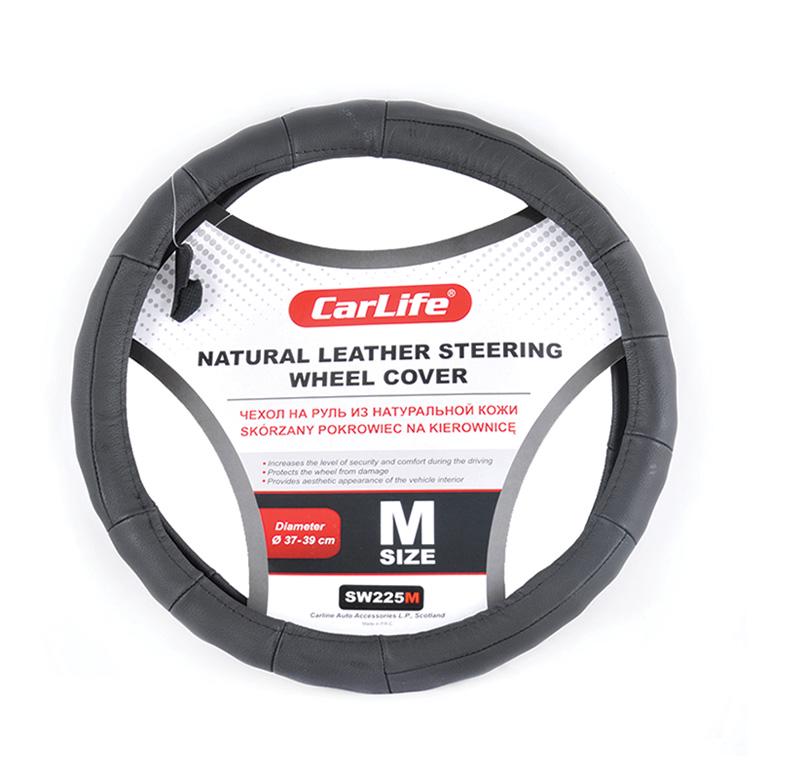 Чехол на руль Carlife кожаный 37-39 см Black Чехол на руль Carlife кожаный 37-39 см Black